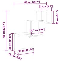 Wandplanken kubus 68x15x68 cm bewerkt hout oud houtkleurig 10