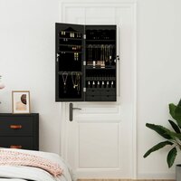 Sieradenkast met spiegel wandgemonteerd 37,5x10x90 cm zwart 3