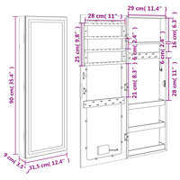 Sieradenkast met spiegel en LED wandgemonteerd zwart 12