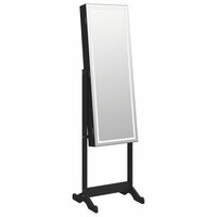 Sieradenkast met spiegel en LED-verlichting vrijstaand zwart 2