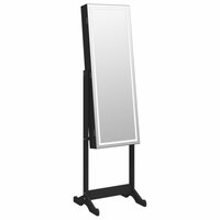 Sieradenkast met spiegel en LED-verlichting vrijstaand zwart 4