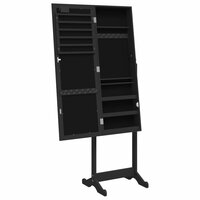 Sieradenkast met spiegel en LED-verlichting vrijstaand zwart 8