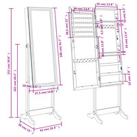 Sieradenkast met spiegel en LED-verlichting vrijstaand zwart 11