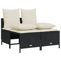 4-delige Loungeset met kussens poly rattan zwart 2