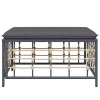 Tuinvoetenbank met donkergrijs kussen poly rattan 3