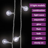 Lichtsnoer met 200 LED&amp;apos;s 8 functies koudwit 20 m 5