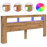 Hoofdeinde met LED 220x18,5x103,5 cm hout artisanaal eikenkleur 2