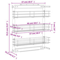 Draadmand uittrekbaar 3-laags 47x15,5x55,5 cm zilverkleurig 10