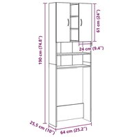 Wasmachinekast 64x25,5x190 cm oud houtkleurig 12
