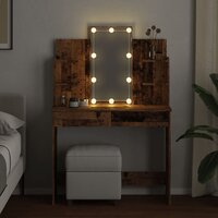 Kaptafel met LED-verlichting 96x40x142 cm oud houtkleurig 4