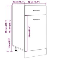 Onderkast met lade 40x46x81,5 cm bewerkt hout artisanaal eiken 12