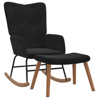 Schommelstoel met voetenbank fluweel zwart 2