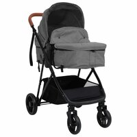 Kinderwagen 2-in-1 staal lichtgrijs en zwart 2