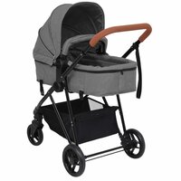 Kinderwagen 2-in-1 staal lichtgrijs en zwart 4