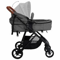 Kinderwagen 2-in-1 staal lichtgrijs en zwart 6