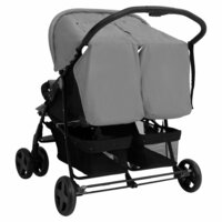 Tweeling kinderwagen staal lichtgrijs 5