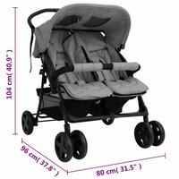 Tweeling kinderwagen staal lichtgrijs 12