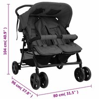 Tweeling kinderwagen staal donkergrijs 12