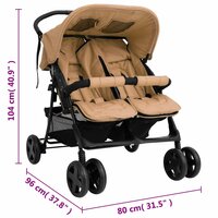 Tweeling kinderwagen staal taupe 12