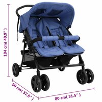 Tweeling kinderwagen staal marineblauw 12