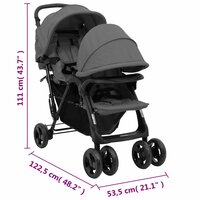 Tweeling kinderwagen tandem staal donkergrijs 12
