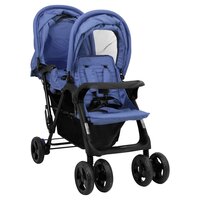 Tweeling kinderwagen tandem staal marineblauw 2