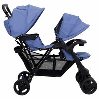 Tweeling kinderwagen tandem staal marineblauw 5