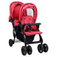 Tweeling kinderwagen tandem staal rood 2