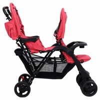 Tweeling kinderwagen tandem staal rood 4