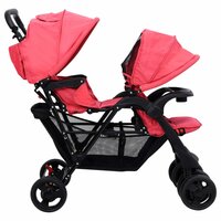 Tweeling kinderwagen tandem staal rood 5