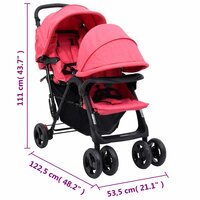 Tweeling kinderwagen tandem staal rood 12