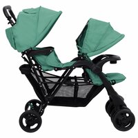 Tweeling kinderwagen tandem staal groen 5