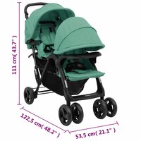 Tweeling kinderwagen tandem staal groen 12