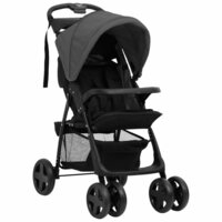 Kinderwagen 2-in-1 staal donkergrijs en zwart 2