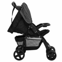 Kinderwagen 2-in-1 staal donkergrijs en zwart 5
