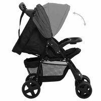 Kinderwagen 2-in-1 staal donkergrijs en zwart 6