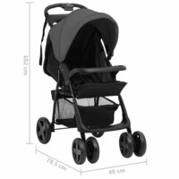 Kinderwagen 2-in-1 staal donkergrijs en zwart 12