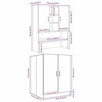 Wasmachinekasten 2 st bewerkt hout betongrijs 9