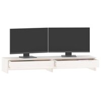 Monitorstandaard 100x27x15 cm massief grenenhout wit 4