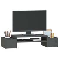 Monitorstandaard 70x27,5x15 cm massief grenenhout grijs 4