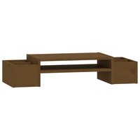 Monitorstandaard 70x27,5x15 cm massief grenenhout honingbruin 2