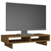 Monitorstandaard 60x27x14 cm massief grenenhout honingbruin 4