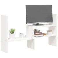 Monitorstandaard (39-72)x17x43 cm massief grenenhout wit 4
