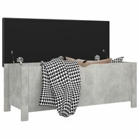 Opbergbox met kussen 105x40x45 cm bewerkt hout betongrijs 3