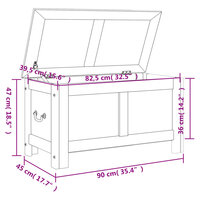 Opbergkist met deksel massief acaciahout bruin en wit 9