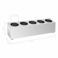 Bestekhouder 5 vakken rechthoekig roestvrij staal  8