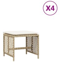 Tuinkrukken 4 st met kussens 41x41x36 cm poly rattan beige 2