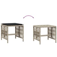 Tuinkrukken 4 st met kussens 41x41x36 cm poly rattan lichtgrijs 7