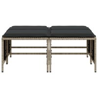 Tuinkrukken met kussens 4 st poly rattan lichtgrijs 4