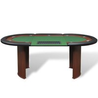 Pokertafel voor 10 personen met dealervak en fichebak groen  2